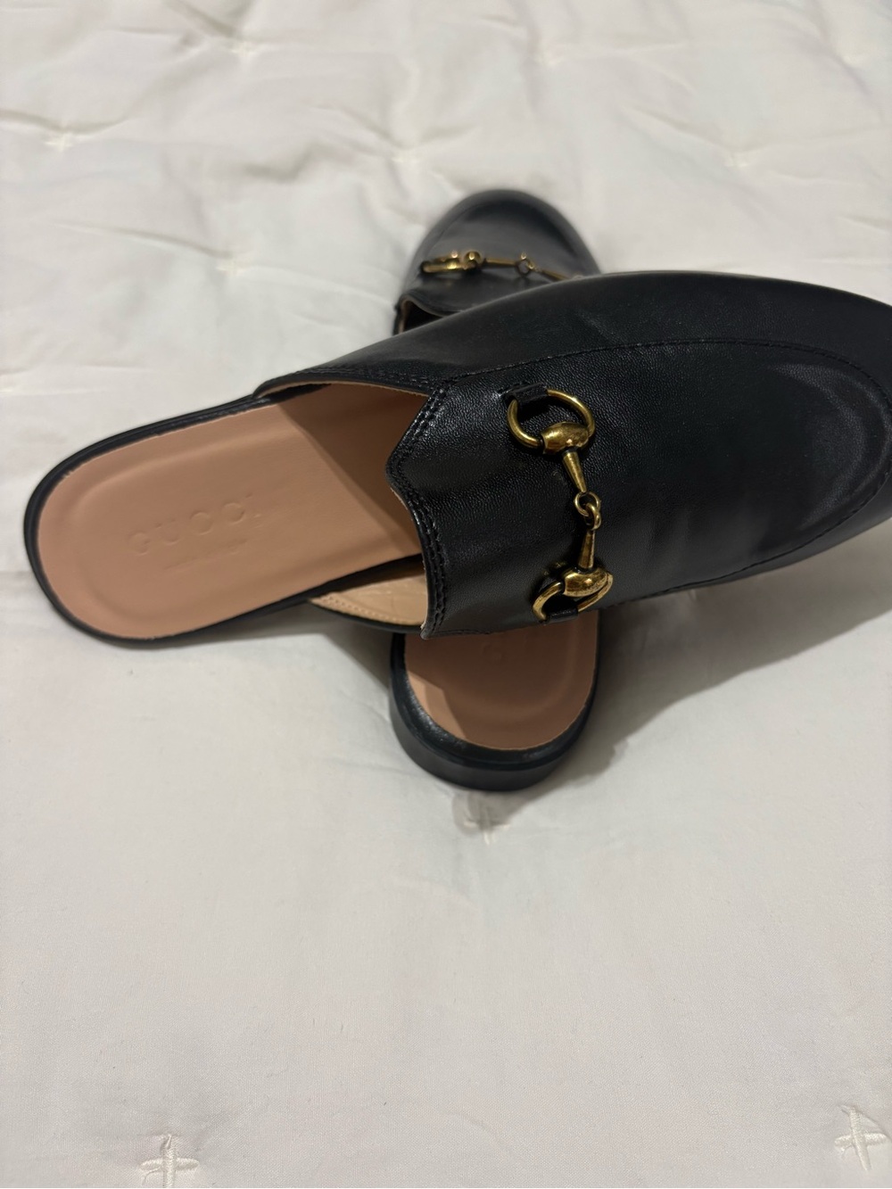 Gucci Black Leather Mule with Gold Horsebit